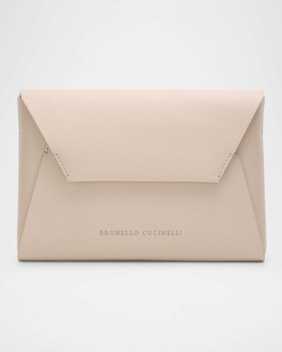 Envelope Flap Leather Clutch Bag